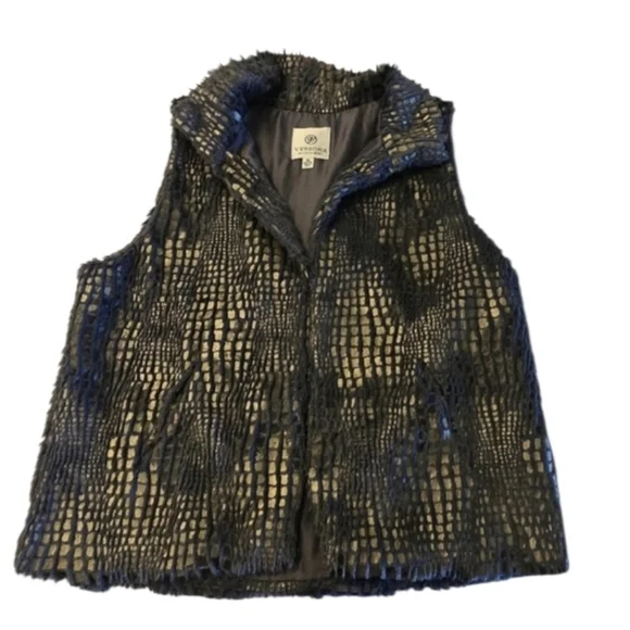 Versona Gray Faux Fur Vest. M - Picture 4 of 11